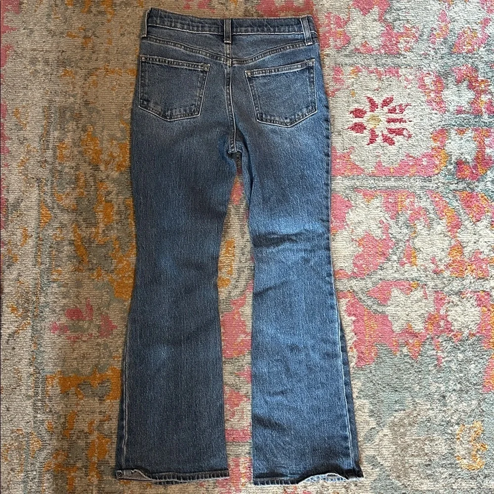 Old Navy High-Rise Flare Distressed Jeans - Classic Blue